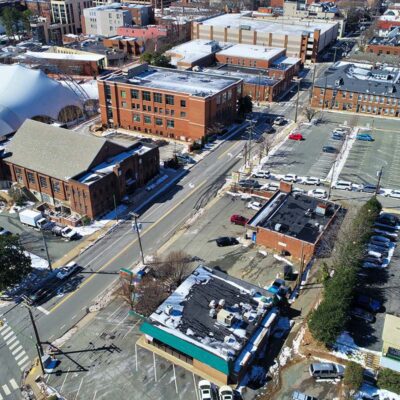 Aerial view of downtown Charlottesville