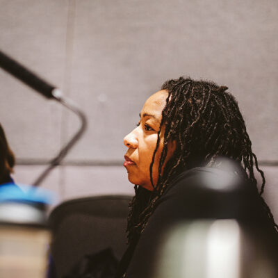 Side profile of Mayor Nikuyah Walker sitting on the dais during a city council meeting