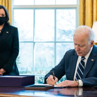 President Joe Biden signs the American Rescue Plan