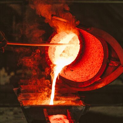 Molten metal being poured