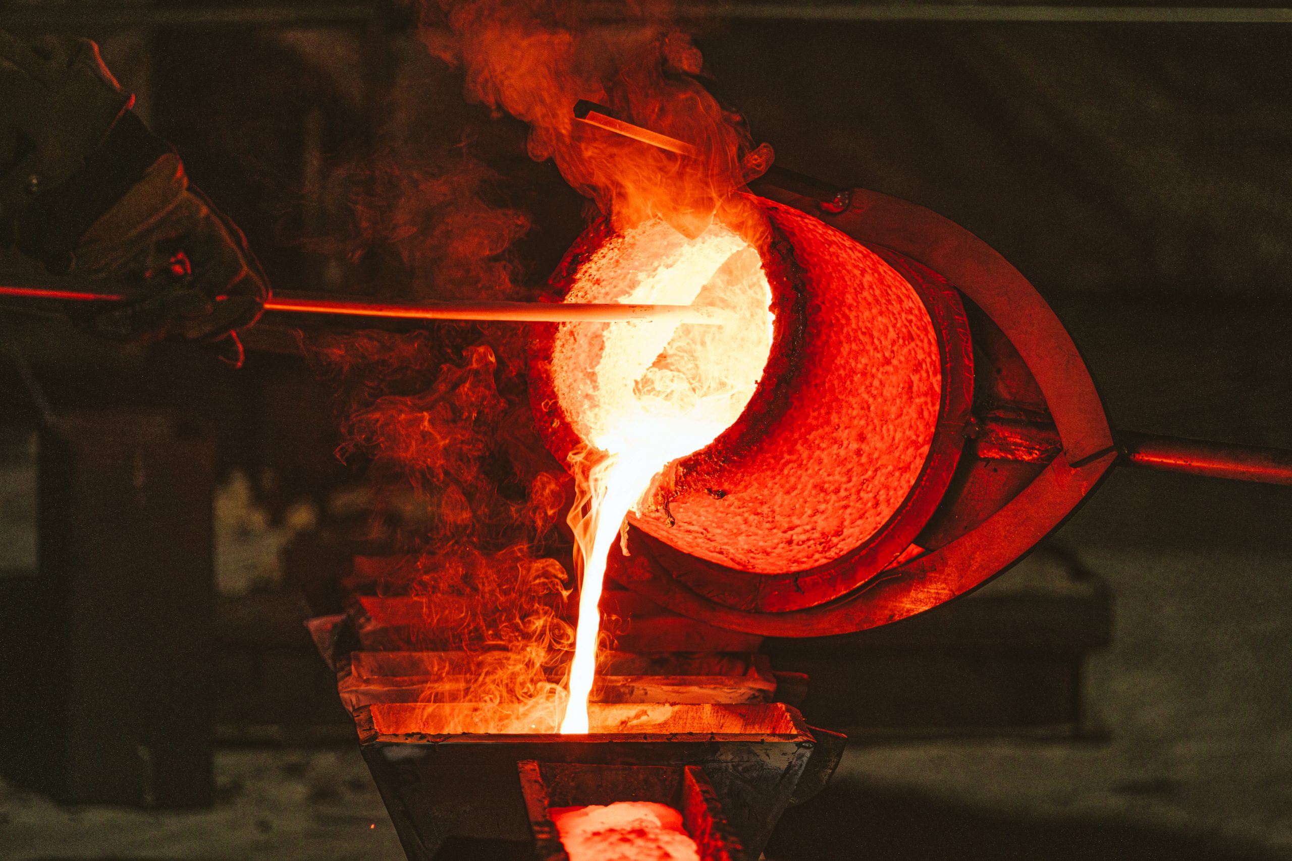 Molten metal being poured